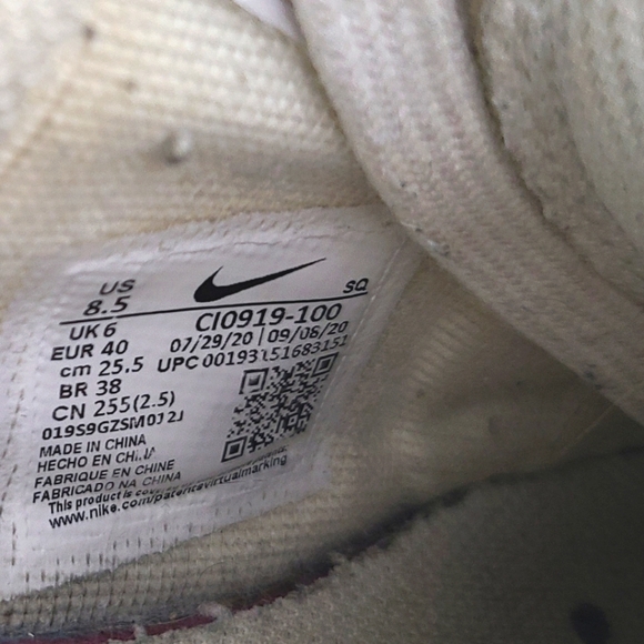 Ladies 8.5 Nike AF1 Shadow Triple White Platform Sneaker Shoe Air Force One UK 6 - Picture 5 of 5